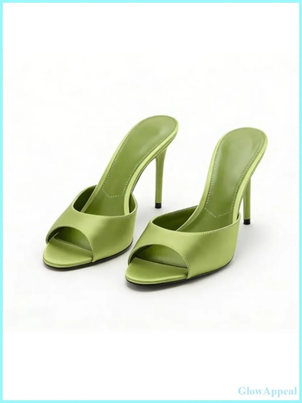 Satin Peep Toe Stiletto Mules Backless Slip-On High Heel Dress Sandals